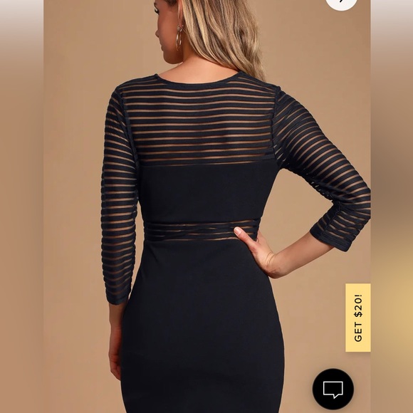 Lulu’s Perfect Mesh Bodycon Dress Black, size M/6, like new, worn once - Picture 2 of 4